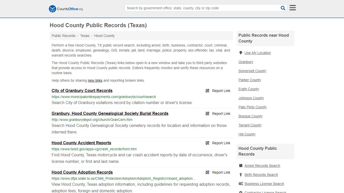 Public Records - Hood County, TX (Business, Criminal, GIS ...